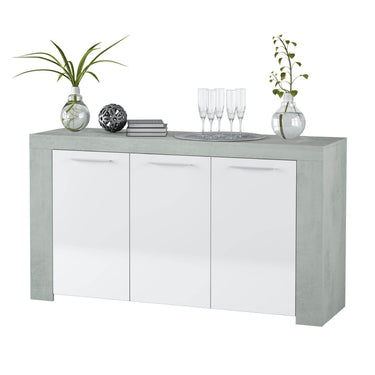 Curro White and Grey Sideboard: Modern Storage Solution with Three Doors - UK Luxury Furniture
